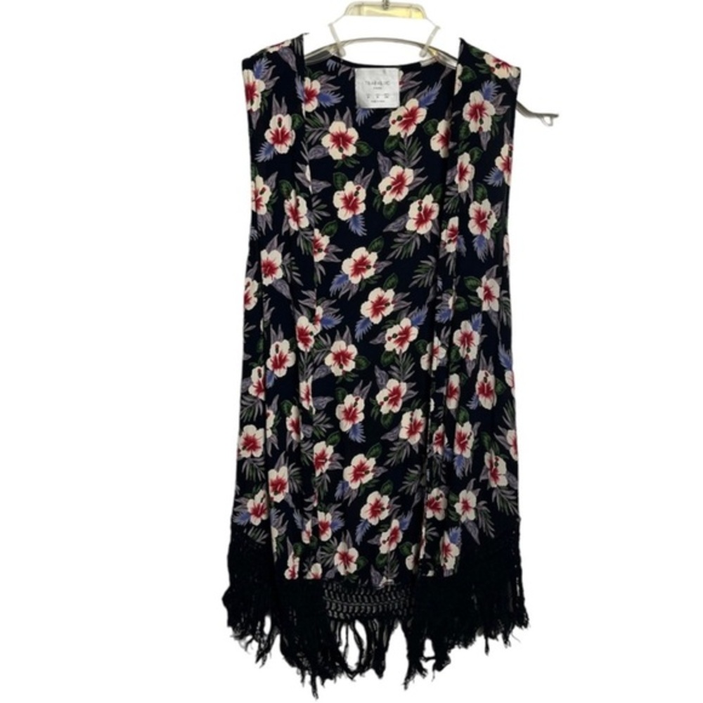 ZARA Floral Sleeveless Open Cardigan